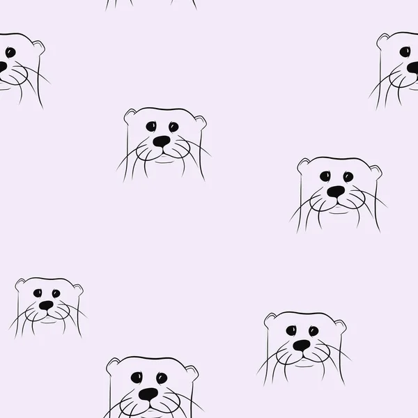 simple seamless pattern with funny otters for backgrounds and textiles, decor and decoration on a purple background