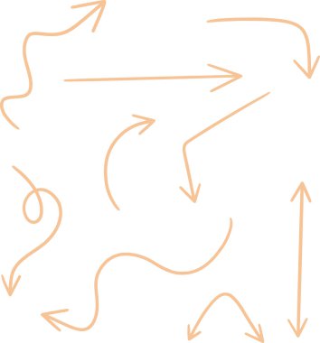 Farklı ok kümelerinin vektör simgesi farklı yön ve şekillerde pembe şeftali rengi gösterir