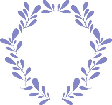 Dekor dekorasyonu ve davetiye tasarımı için basit şirin vektör çerçevesi güzel minimalist dallar ve pastel mor yapraklar