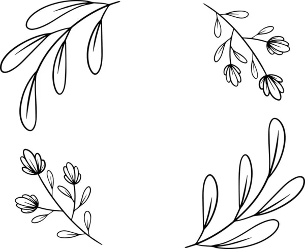 Vektor-Symbol Illustration mit Zweigen mit Blättern und Blumen für Logos Dekor Einladungskarten Briefe — Stockvektor