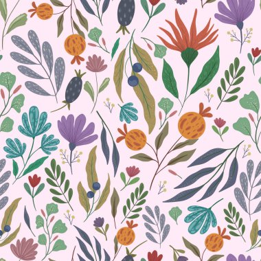 Parlak çiçek desenleri ve güzel sıradışı çiçekler. 