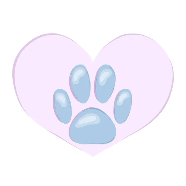 Σύμβολο εικονίδιο κουμπί ημέρα των ζώων αγάπη για τα κατοικίδια ζώα πόδι εκτύπωσης πόδι στην καρδιά — Φωτογραφία Αρχείου