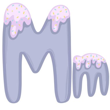 Tam İngiliz alfabesi, büyük harf ve küçük harf harfleri çizgi film karalama tarzında sesli harfler.