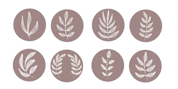 Symbole für Highlight-Geschichten personalisiertes Account-Design Aquarell Blumen minimalistisches Aquarell — Stockfoto
