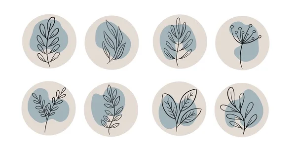 Ícones personalizados destaca histórias instagram para conta plantas gráficas abstratas doodle minimalista — Fotografia de Stock