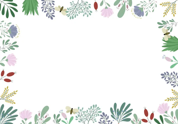 Beau cadre mignon pour cartes de vœux invitations concevoir des bannières avec des fleurs et des brindilles doodle — Photo