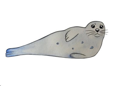 Şirin suluboya mühürler çocuk giyim tasarımları duvar kâğıdı baskı afişi etiketleri