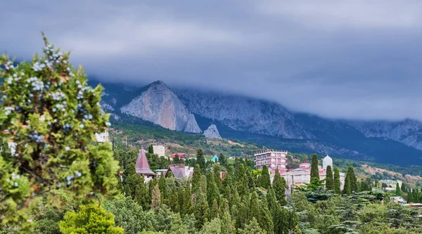 Красивый Пейзаж Вид Зеленый Город Симеиз Горы — стоковое фото