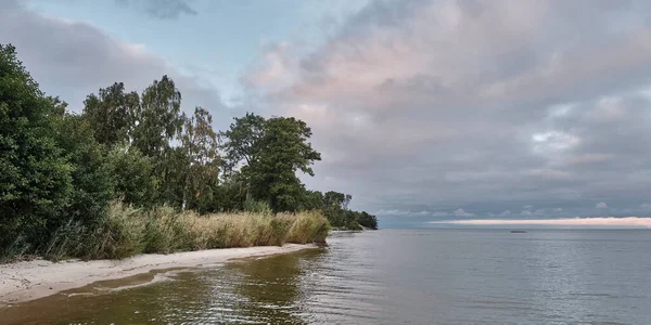 Deniz Koyunda Güzel Bir Günbatımı Curonian Spit Rusya Pankart — Stok fotoğraf