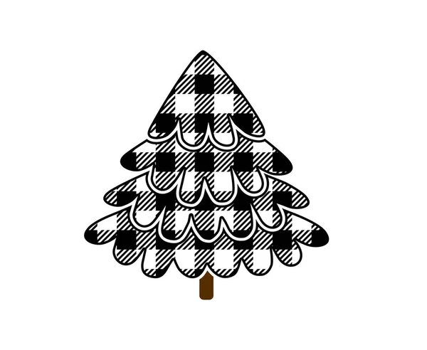 Buffle Carreaux Sapin Noël Élégant Arbre Noël Carreaux — Image vectorielle