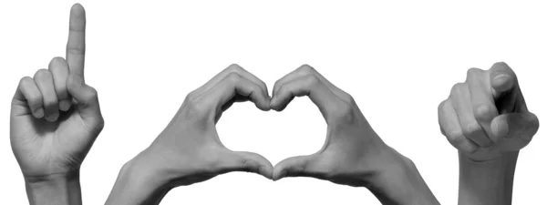 I Love You, use hands and fingers express 'I LoveYou',black and white photo — Stock Photo, Image