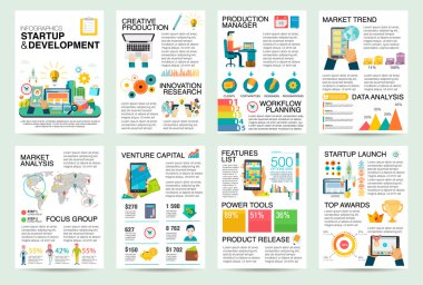 Başlangıç iş ve denize indirmek yeni ürün pazarında modern düz Infographics. Web sitesi, kurumsal rapor, tanıtım, reklam, pazarlama, arka plan, afiş, diyagram, broşür şablonu kullanın.