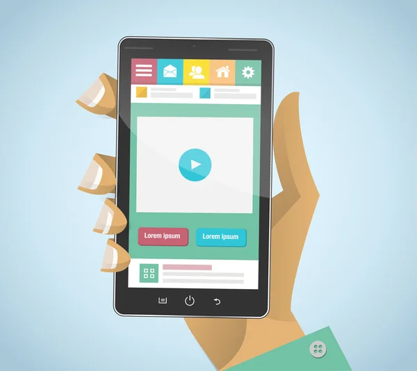 El ve siyah Smartphone ile basit düz UI Touch