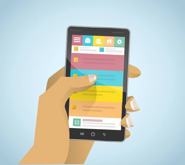 El ve siyah Smartphone ile basit düz UI Touch