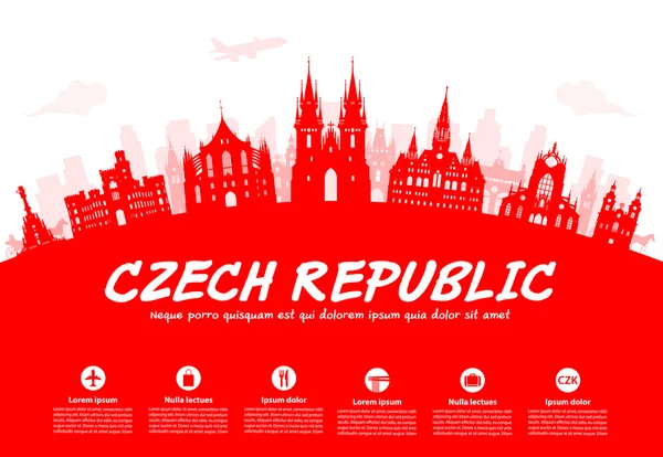 Prague, République tchèque Voyage . — Image vectorielle