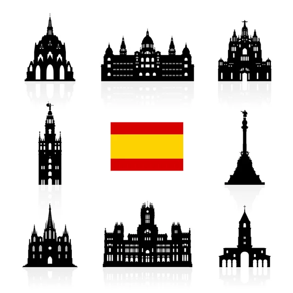 西班牙旅游地标符号. — 图库矢量图片