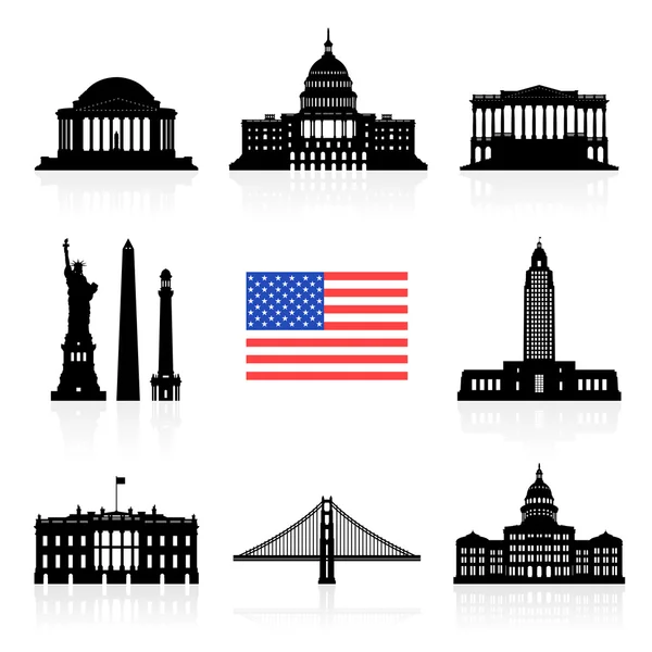 Ensemble d'icônes USA Travel Landmarks . — Image vectorielle