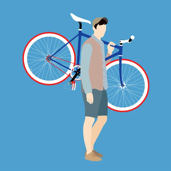 Cicliști și biciclete cu viteze fixe — Vector de stoc