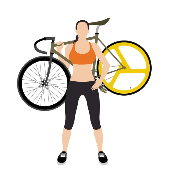 Cyclists and fixed gear bicycle — Stock Vector