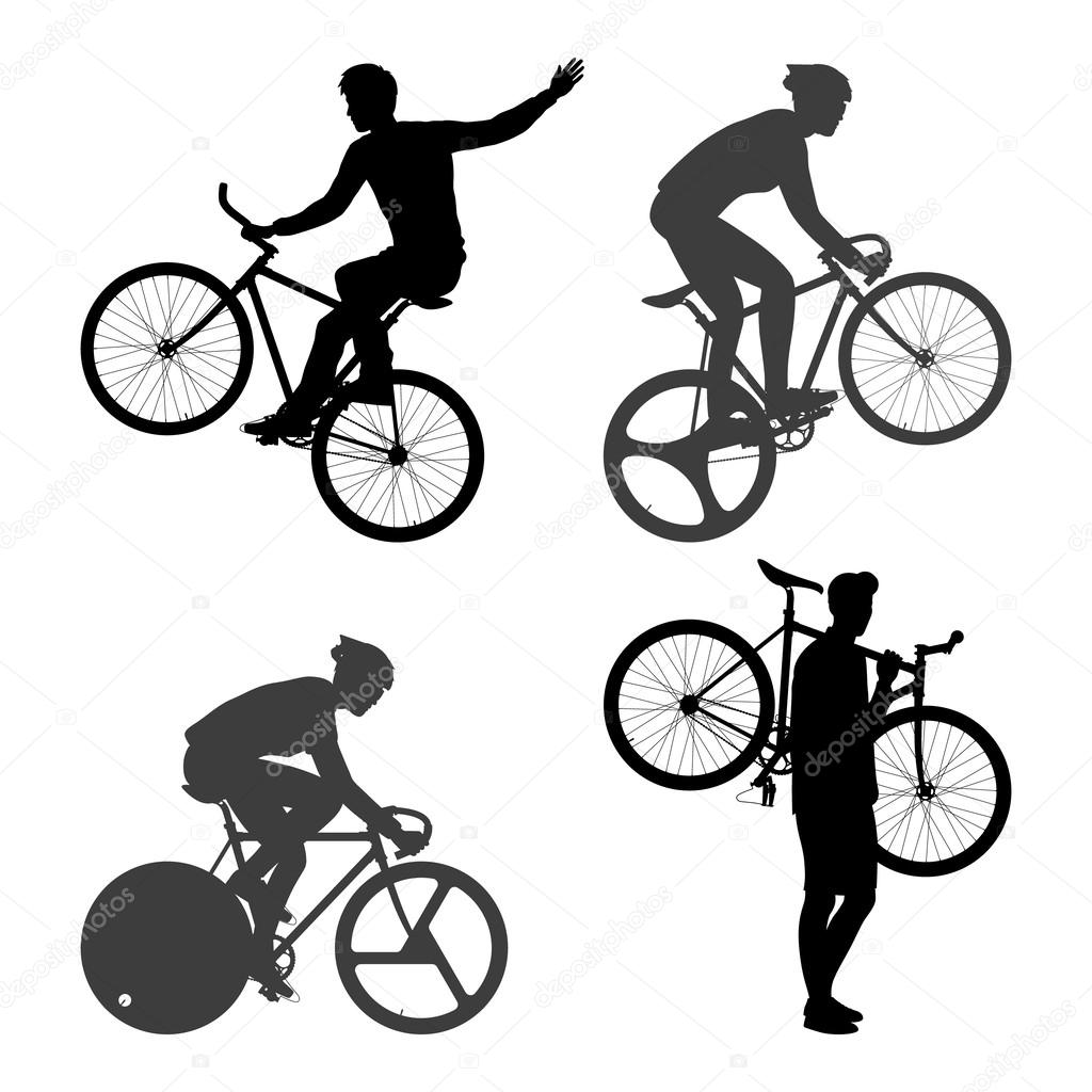 Cyclists Man and fixed gear bicycle