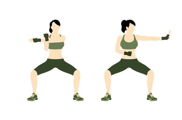 Jeune femme corps combat et fitness — Image vectorielle