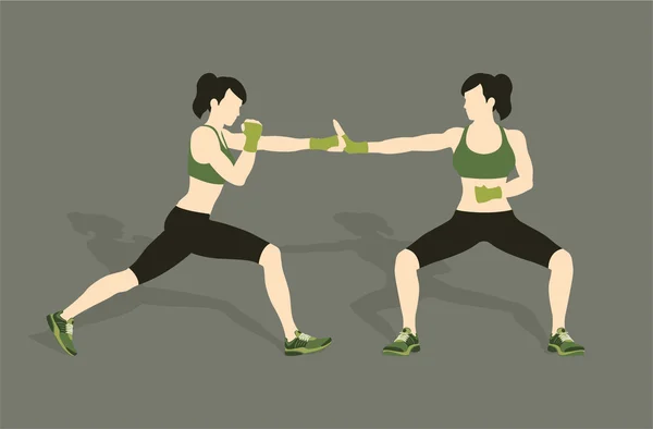 Young woman fighting body combat — Stock Vector