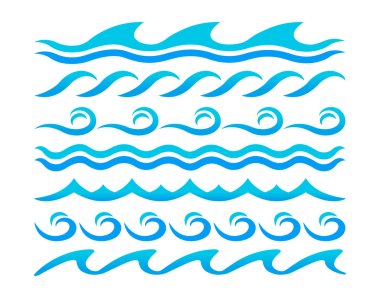 su dalgaları tasarım öğeleri kümesi vektör