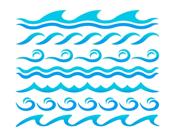 Water waves design elements vector set — Stock Vector