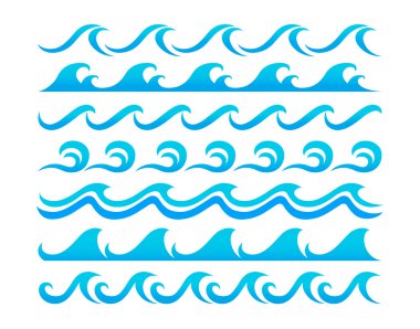 su dalgaları tasarım öğeleri kümesi vektör