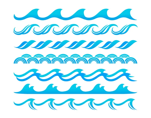 Water waves design elements vector set — Stock Vector