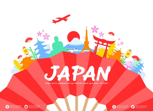 Japan Travel Landmarks — Stock Vector