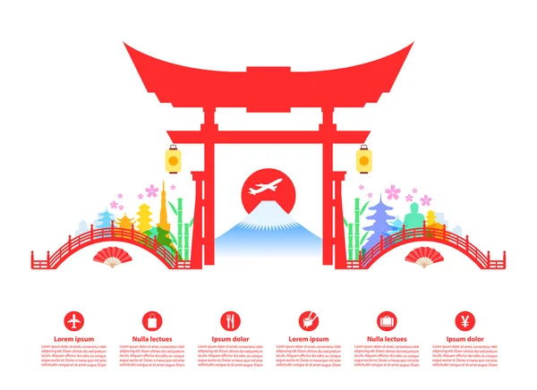 Japan Travel Landmarks. — Stock Vector