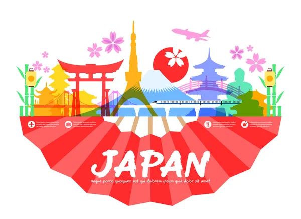 Japonya seyahat yerler Vektör Grafikler