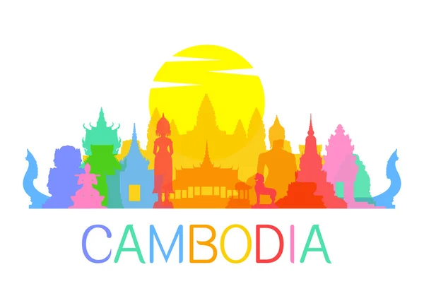 Cambodia Travel Landmarks — Stock Vector