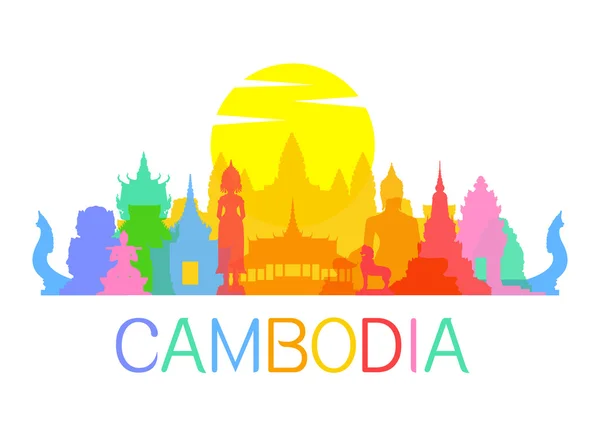 Kamboçya seyahat yerler Stok Vektör