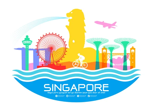 シンガポール旅行のランドマーク — ストックベクタ
