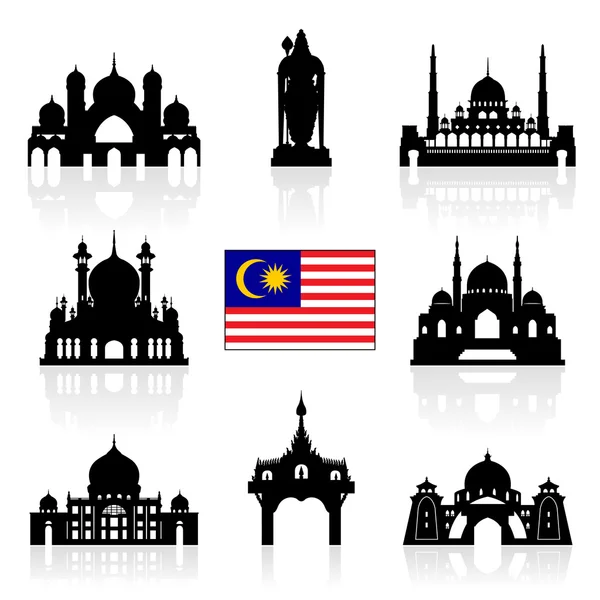 Malaysia Reisesehenswürdigkeiten — Stockvektor