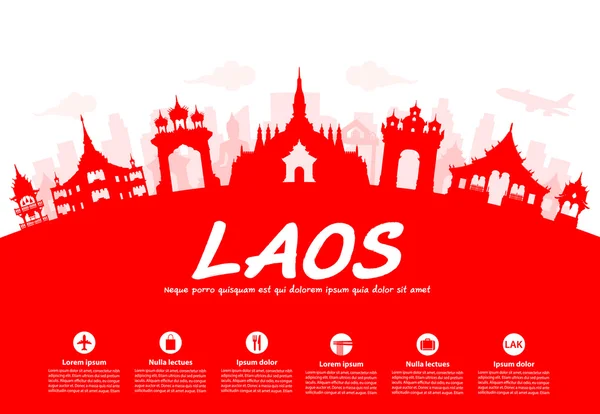 Laos Marcos de viagem . — Vetor de Stock