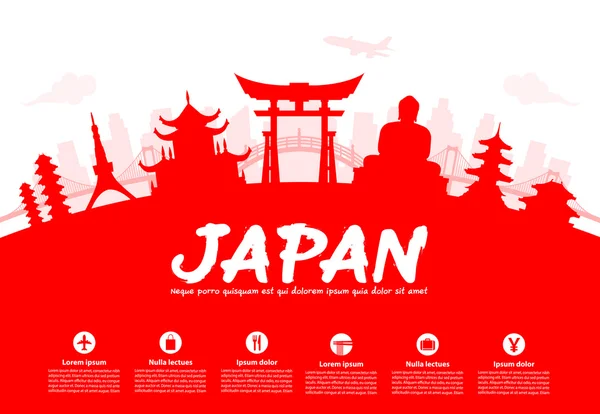 Όμορφη Ιαπωνία Travel ορόσημα. — Διανυσματικό Αρχείο