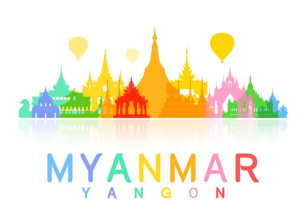 Myanmar Marcos de viagem . — Vetor de Stock