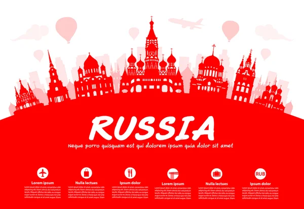 Rússia Marcos de viagem . — Vetor de Stock