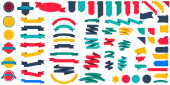 Картина, постер, плакат, фотообои "set of ribbon banners scrolls seals. vintage stamp set. flat color stickers. vector illustration. stock image.", артикул 420187736
