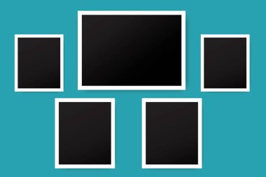 Boş fotoğraflar. Retro çekimlerin vektör illüstrasyonu. Boş fotoğraf kartı koleksiyonu. Hisse senedi. EPS 10.