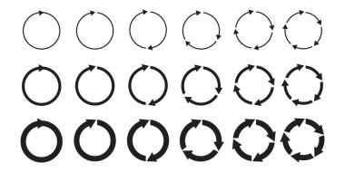 Dairesel ok simgeleri. Geri dönüşüm ve yenilenme sembolleri. Hisse senedi. EPS 10.