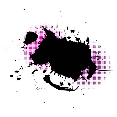 Mürekkep lekesi. Siyah suluboya grunge lekesi. Siyah şapırtı. Vektör çizimi. Resim yükle.