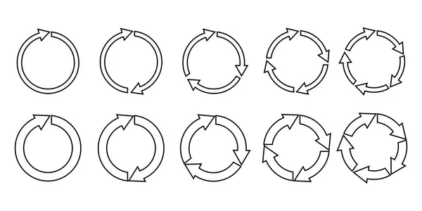 Ícone Vetorial Setas Circulares Conjunto Sinais Movimento Circulação Símbolos Trânsito — Vetor de Stock