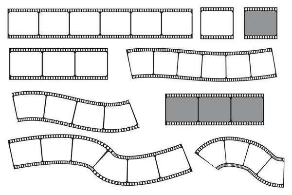 Película Retro Vectorial Conjunto Marcos Videocámara Vintage Viejas Tiras Película — Vector de stock