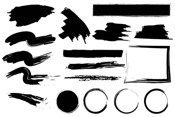 Vektör Boyası Vuruş Stiliyle Çizilmiş Mürekkep Şekilleri Siyah Grunge Çizgileri — Stok Vektör