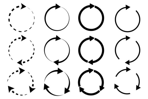 Kreisrunde Pfeile Gepunktete Kreise Mit Pfeilen Wiederholen Sie Das Symbol — Stockvektor