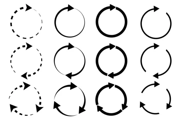 Okrągłe Strzały Krążki Strzałkami Powtórz Symbol Przeładuj Infografiki Ilustracja Wektora — Wektor stockowy